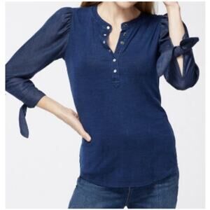 Chico's Denim Puff Sleeve Top, size 0/Small